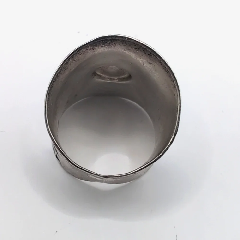 Vintage NF 925 Sterling Silver Faceted Black Stone Hematite Thai Thailand Ring